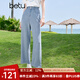 百圖betu女裝2025夏季新款牛仔闊腿褲萊賽爾萊賽爾九分直筒褲2506T36 牛仔色 M