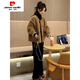 皮爾卡丹（pierre cardin）羊羔毛短外套女秋冬2025新款韓版小香風(fēng)皮毛一體寬松加厚保暖棉服 咖色 L 【建議106-120斤】