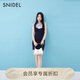 SNIDEL2025秋冬新品氣質(zhì)荷葉領(lǐng)小飛袖領(lǐng)結(jié)針織連衣裙SWNO254253 深藍(lán) 均碼 (F)