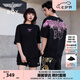 BOY LONDON【白羽入夜】春夏情侶款潮牌朋克時尚紫外線光變短袖T恤N01914 黑印粉 （玫紅色光變印花） XS