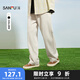 三福2025夏季男士棉布直筒休閑褲 時尚長褲寬松褲子500858 杏色 28