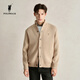 POLOWALK男士加絨針織開(kāi)衫2024冬新款時(shí)尚保暖針織衫百搭毛衣外套 卡其 2XL