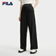 FILA 斐樂(lè )官方女士針織長(cháng)褲秋季新款時(shí)尚休閑簡(jiǎn)約舒適闊腿YODAR褲 正黑色-BK L 170/70A/L