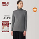 無印良品（MUJI）女式 棉厚款 高領長袖T恤 女士女款上衣打底衫冬季  FCD15C4A 中灰色 M 160/84A