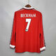 JY98/99曼聯(lián)三冠王主場(chǎng)復古球衣貝克漢姆吉格斯短袖足球長(cháng)袖/短袖 長(cháng)袖上衣-7號貝克漢姆【默認臂章】 L