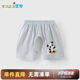 優(yōu)奇嬰兒褲子男女寶寶夏季薄款開(kāi)檔短褲男童女童可愛(ài)印花透氣超短褲