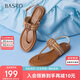 百思圖25夏復(fù)古戶外休閑一字帶夾趾女涼鞋C2107BL5 棕色 38