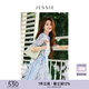 JESSIE法式度假風(fēng)連衣裙夏季新款女短袖收腰裙子 藍色 L