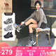駱駝（CAMEL）【銀熠】老爹鞋女潮酷銀色厚底運(yùn)動(dòng)休閑鞋 L25S283076 槍黑 37