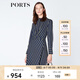 PORTS寶姿 新品  夏季新品女裝簡約條紋式襯衫連衣裙LN8D054HFE021 丈青條紋 S (4)
