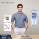 TOMMY HILFIGER【透氣府綢】夏季男純棉商務(wù)休閑格子短袖襯衣襯衫男外套35440 藍白格紋C5J XL （推薦：165-180斤）