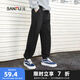 三福2025秋季新款休閑褲男抽繩運動風(fēng)束腳褲針織衛(wèi)褲寬松長褲褲子 黑色 180/88A/XL