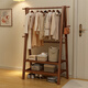 唯博思實(shí)木掛衣架落地衣架臥室衣帽架家用晾衣架室內掛衣服置物架子木質(zhì) 胡桃色60cm【雙層架帶掛褲桿】