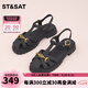 St&Sat/星期六羅馬涼鞋夏季新款時(shí)裝涼鞋女仙女風(fēng)涼鞋SS32114055 黑色 36 230mm