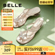 百麗（Belle）小福蝶夾腳人字拖女商場款水鉆拖鞋A9K1DBL4 銀色-粗跟款 36 (230mm)