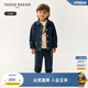 Teenie Weenie Kids小熊童裝24秋季款男寶寶時尚針織牛仔夾克 藏青色 110 cm