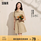 森馬連衣裙女收腰襯衫裙復古休閑夏季美拉德純色短裙101324114030