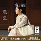 觀(guān)意新品茶碗包頭層牛皮托特包女2025年新中式大容量通勤女包生日禮物 凝脂白-中號+黑檀木珠掛飾 高端小眾新中式