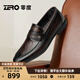 零度Zero商務(wù)男鞋2025新款真皮透氣舒適一腳蹬商務(wù)休閑皮鞋德比正裝鞋 暗棕-23 【壓花皮】 40 碼=國內運動(dòng)鞋41碼