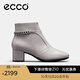 愛(ài)步（ECCO）【明星同款】靴子女 冬季保暖切爾西女靴粗跟皮靴 型塑290933 HL 灰粉色29093301386 38