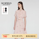 SCOFIELD女裝收腰連衣裙優(yōu)雅印花長裙短袖雪紡裙2024夏季新款 粉色 S 160