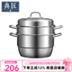 典匠蒸鍋家用304不銹鋼蒸鍋三層30cm加厚復(fù)底湯鍋燃?xì)庠铍姶艩t通用 三層不銹鋼蒸鍋 30cm