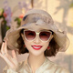 布塔真絲桑蠶絲遮陽(yáng)帽子女夏季防曬太陽(yáng)帽大檐沙灘出行旅游防曬帽 奶茶色