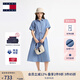 TOMMY JEANS【復古文藝風(fēng)】25夏季女純棉收腰寬松牛仔連衣裙長(cháng)裙 牛仔藍1A4 S (推薦:95-110斤)