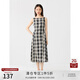自巧小個(gè)子黑色格紋氣質(zhì)一字肩吊帶連衣裙女2024新款夏季短款裙子 漸變格紋長(cháng)款 L (5碼)