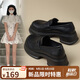 ZHR樂福鞋女復(fù)古厚底單鞋女增高圓頭方跟女鞋 AH328 黑色 37 
