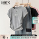 絲柏舍圓領(lǐng)T恤2025春夏新款女裝甜酷風(fēng)蝴蝶印花修身捏褶上衣