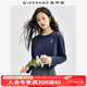 佐丹奴長(cháng)袖T恤女新款純棉打底衫甜美花朵刺繡圓領(lǐng)套頭衫13324792 03軍藍 XL