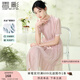 香影新中式粉色連衣裙女2025夏季新款國風(fēng)盤(pán)扣刺繡收腰顯瘦仙女裙 粉紅 M