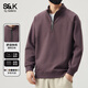 班尼路 BALENOS&K系列春秋季新款半拉鏈長(cháng)袖衛衣男寬松百搭日系潮牌翻領(lǐng)上衣服 香芋紫 XL 【建議120-140斤】