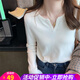 歐貝汐針織打底衫女白色2025早秋冬新款上衣小香風(fēng)長(zhǎng)袖內(nèi)搭v領(lǐng)春秋毛衣 白色 均碼 【建議80-115斤】