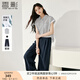 香影鹽系輕熟風(fēng)套裝女兩件套2025夏裝新款條紋襯衫褲子一整套穿搭 藏青 L 165/88A/110-125斤