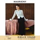MAXRIENY復(fù)古浪漫收腰抽褶半裙法式赫本風花邊長裙 黑色 L 03/38