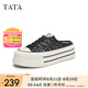 他她（TATA）厚底包頭拖鞋女鞋亮片松糕后空穆勒鞋夏新款DWGP2BH4 黑色（拖鞋款） 35