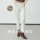美洋（MEIYANG）加厚版漫畫(huà)腿牛仔褲 加絨保暖直筒褲【小50】 白色（九分版） XL