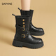 DAPHNE達芙妮2025秋季新款靴子黑色騎士馬丁靴中筒靴女西部牛仔靴短靴女