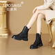 ZUOSAISI品牌馬丁靴女厚底真皮復(fù)古短靴女2025秋冬新品女靴韓版靴子女 黑單 35