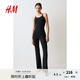 H&M女裝連體衣春季SoftMove?運動連身衣1178261 黑色 160/88