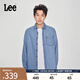 Lee標(biāo)準(zhǔn)版翻領(lǐng)經(jīng)典工裝設(shè)計(jì)男士長(zhǎng)袖牛仔襯衫日常休閑潮流LMT009 淺藍(lán)色2 XL