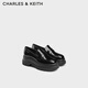 CHARLES&KEITH25冬季新品圓頭厚底樂(lè )福鞋一腳蹬單鞋新年禮物送女友CK1-70381161 Black Box黑色 38 （245）