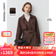 朗姿純棉春季新款法式復古高級感通勤氣質(zhì)風(fēng)衣外套女士上衣 紅棕色2 S