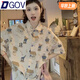 DGOV學(xué)院風(fēng)寬松短袖襯衫背帶短褲女兩件套裝2025新款闊腿背帶褲女夏季 卡通【單件襯衫】 S 95斤以下