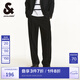 杰克·瓊斯（JACK&JONES）男裝秋季潮流寬松垂感男褲舒適商務休閑褲男闊腿褲韓系高街褲子 E40 黑色 M
