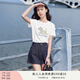 香影白色正肩短袖t恤女2025夏季新款卡通刺繡小個(gè)子休閑小狗上衣 白色 M 160/84A/95-110斤