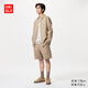 優(yōu)衣庫男裝/男女同款麻混紡松緊短褲/休閑棉麻中褲/起居褲/可外穿477515 32 深米色 3XL /185/112C