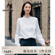 beanpole【新品】濱波2025早秋女士優(yōu)雅氣質(zhì)時尚木耳邊領(lǐng)長袖襯衫 天藍色 S 160/84A